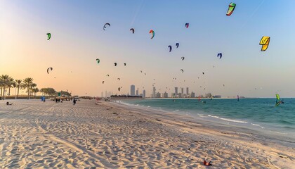 Kites Soaring at Kite Beach: A Surfer's Paradise in Dubai