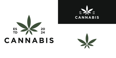 Cannabis logo design with creative concept. Premium Vector