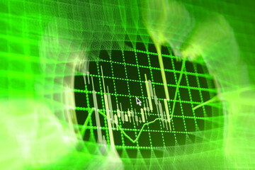 Data analyzing in trading market with pen Abstract financial background trade colorful Abstract financial background trade colorful Stock analyzing Data on live computer screen