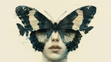 Butterfly Over Face Ethereal Transformation