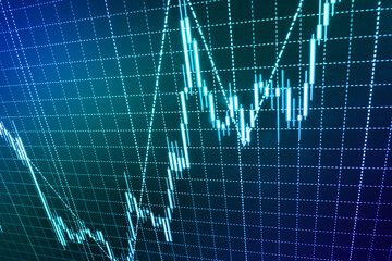 Stock trading chart on monitor screen Finance concept Business analyzing financial statistics displayed on the tablet screen Ticker board Professional market analysis Online forex data