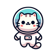 cute cat astronaut icon character
