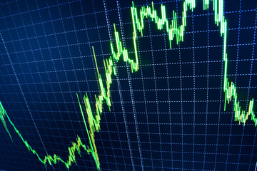 Stock market number display on the screen Currency trading theme World economics graph Trend of forex Ticker board blue Boosting of the stock market Blue background with stock chart