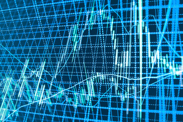 Ticker board Financial diagram with candlestick chart used in market analysis for variation report of share price Background with stock diagram on monitor Stock diagram on the monitor