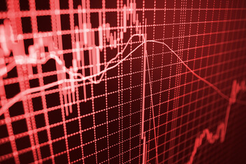Forex market charts on computer display Selective and soft focus of manual write a graph line Blue stock chart on display Business background Investing stock market data on the screen