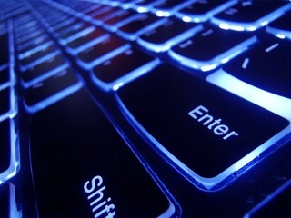 Modern technology background. A computer keyboard is an input device that allows a person to enter...