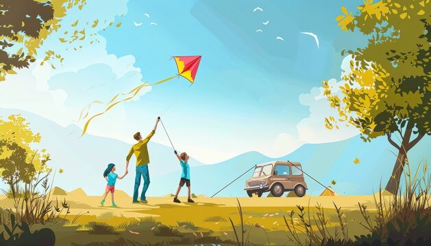 Up, Up, and Away: A Family's Kite-Flying Adventure on a Countryside Camping Holiday