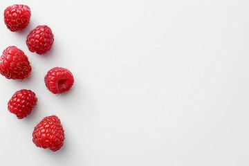 Juicy raspberry fruit displayed on a clean white background for vibrant contrast and visual appeal