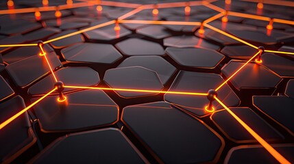 Obraz premium Complex digital network connections with floating, glowing data nodes and lines