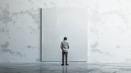 Obraz premium 3D Artist Painting on Canvas in White Minimalist Studio