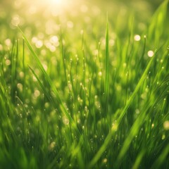 Obraz premium green grass with dew drops