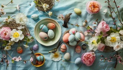 Description: An enchanting ultra sharp photograph capturing the beauty of a festive Easter table