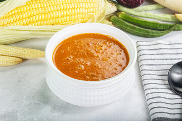 Vegan cuisine - hot tomato soup