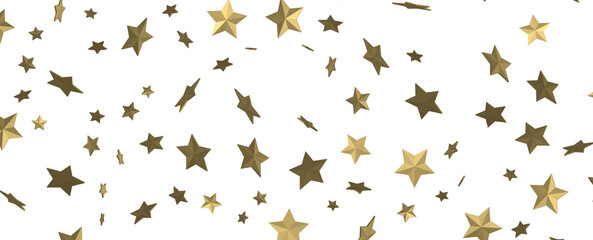 Astral Rhapsody: 3D Illustration Delivers a Captivating Gold Stars Rain