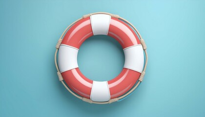 3d isolated lifebuoy on blue background and space for text
