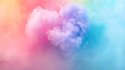 Fototapeta premium Heartshaped rainbow ribbon, blank space, minimalism, negative space, template, pride month LGBTQIA theme, pastel floral wallpaper