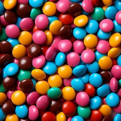 Background of chocolate candy with colored glaze 