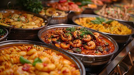 Global Gastronomic Delight: Buffet of International Dishes in an All-You-Can-Eat Setting