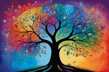 Human brain tree representing mental health condition of human mind disorders. 