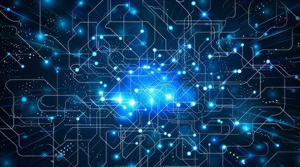 Fototapeta premium Blue futuristic networking technology vector -