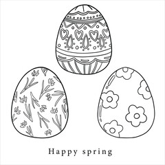 doodle art easter eggs for coloring outline clipart