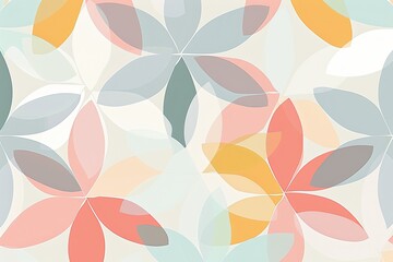 Simple, abstract flower shapes in soft pastel colors arranged in a minimalist pattern