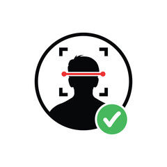 approved face id scanner logo. concept of facial scanning for unlock your cellphone and people access authorization. flat style trend modern simple logotype