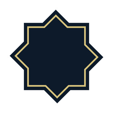 Eight point star shape vector, eight point star shape Islamic frame isolated on white background.
