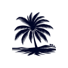 Palm tree silhouettes Clip art isolated vector illustration on white background