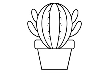 cactus line art silhouette vector illustration