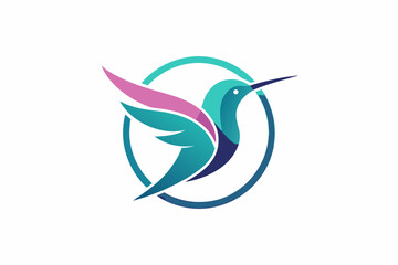 humming bird logo vector art illustration