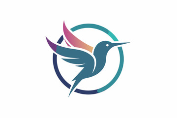 humming bird logo vector art illustration