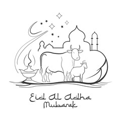 Eid Al Adha Vector Line Drawing