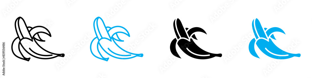 Poster peeled banana icon vector set collection for web