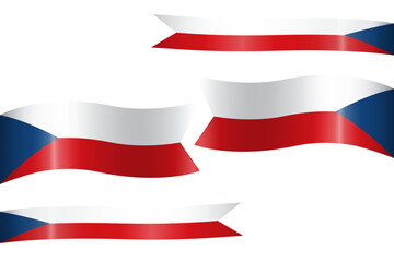 Set of flag ribbon with colors of Czech Republic independence day celebration decoration