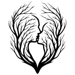 romantic couple formed by branches vector
