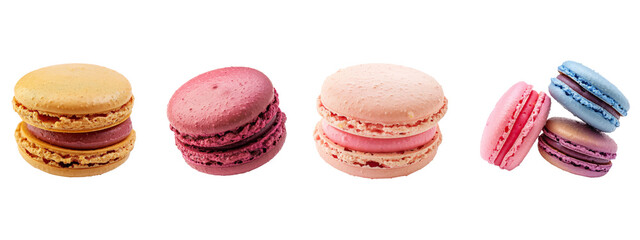 Fototapeta premium A macaron isolated on white transparent background, PNG File. Perfect for clipart