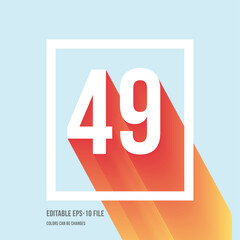 3d shadow digit, number or digit 49, Isometric font display typeface. Typography minimal design. vector illustration eps.