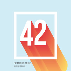 3d shadow digit, number or digit 42, Isometric font display typeface. Typography minimal design. vector illustration eps.