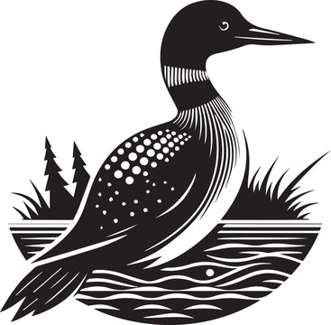 recommend clip art: loon silhouette vector illustration, Loon silhouette vector art illustration with white background