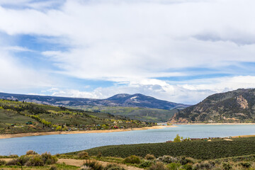 Beautiful panoramic view of Green Mountain Reservoir on Blue River in Colorado