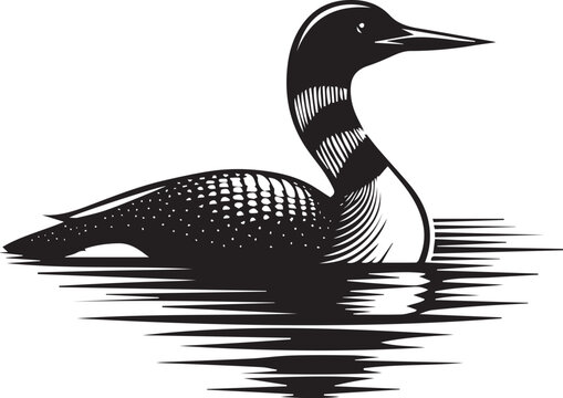 recommend clip art: loon silhouette vector illustration, Loon silhouette vector art illustration with white background