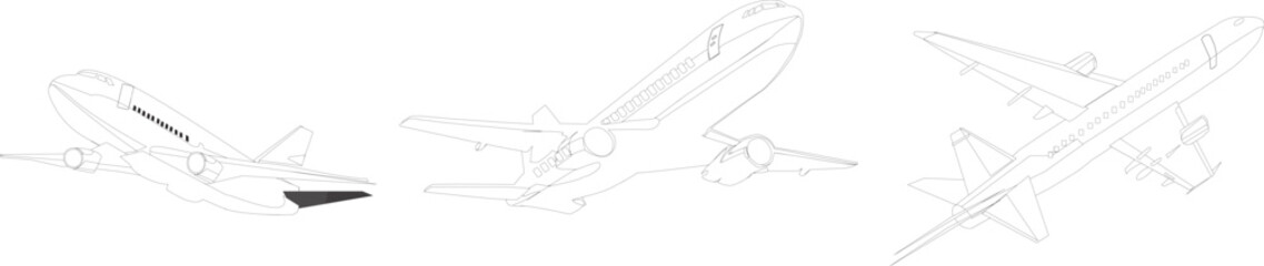 print Airplane Pattern Aircraft Vector Doodles Set3D Sketch architecture abstract Travel Funny Doodles Departing Airplane Drawing Airplane Sky Clouds Drawing Set of drawings of old planes on white 