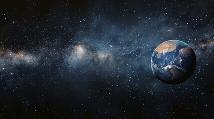 Obraz premium Stunning view of planet Earth against the vast backdrop of the Milky Way. Cosmic exploration and space beauty concept