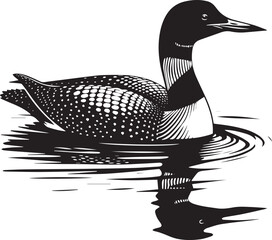 loon silhouette vector illustration, Loon silhouette vector art illustration with white background