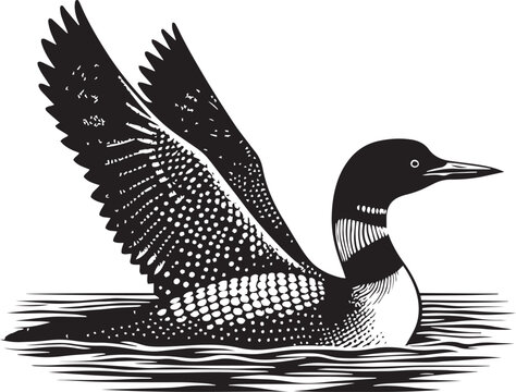 recommend clip art: loon silhouette vector illustration, Loon silhouette vector art illustration with white background