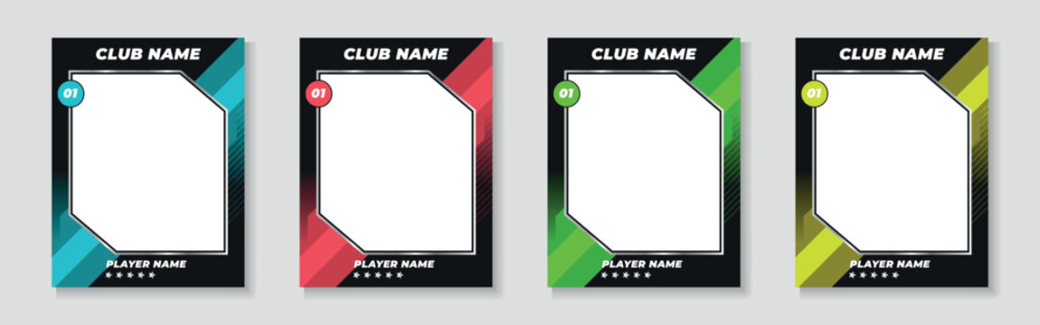 Trading card template design for sports, picture frame for player performance, photo frame or border collection for hockey, basketball and football player, sports flyer design, template eps 10.