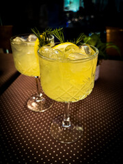 limoncello spritz served and garnished with rosemary