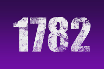 flat white grunge number of 1782 on purple background.	