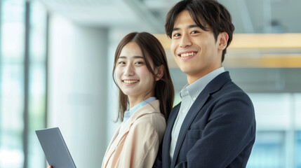 ノートパソコンを持つビジネスチーム